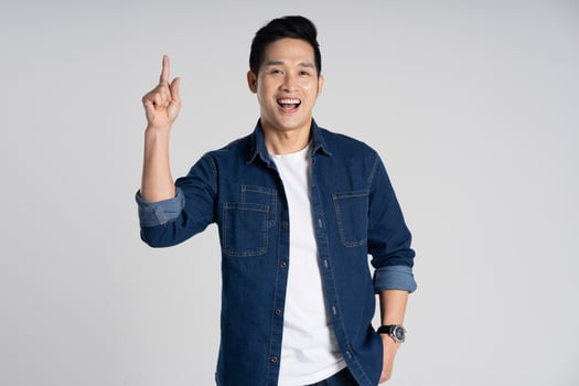 Portrait of Asian man posing on white background photo