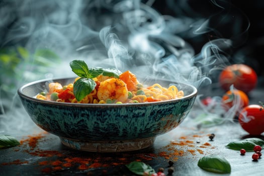 AI generated pozole mexican food in the kitchen table professional advertising food photography photo