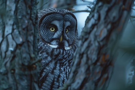 AI generated Tawny Owl Strix nebulosa in the forest photo