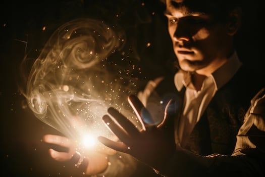 AI generated A magician dazzling the crowd with mystifying illusions and sleight of hand tricks leaving spectators in awe and wonder photo