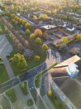 Aerial View of Central Letchworth Garden City of England United Kingdom. November 11th, 2023 photo