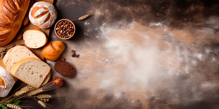 AI generated Top view. Photorealistic image. Ingredients for baking on a black background. photo