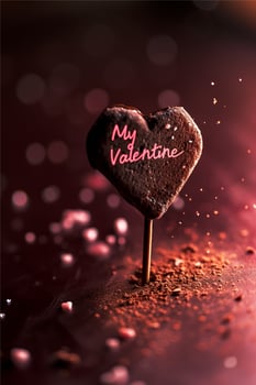 AI generated heart shaped chocolate candy photo