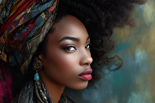 AI generated African American lady model. Generate ai photo