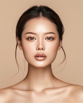 AI generated Photo of an Asian female model on neutral beige background