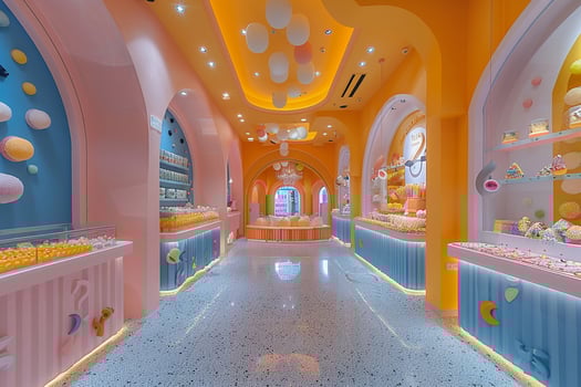 AI Generated Colorful candy store with playful displays and bright photo