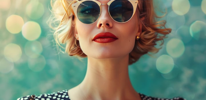 AI generated Woman in Sunglasses Wearing Polka Dot Dress photo