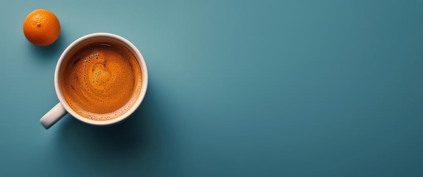 AI generated A Cup of Coffee on a Blue Background photo