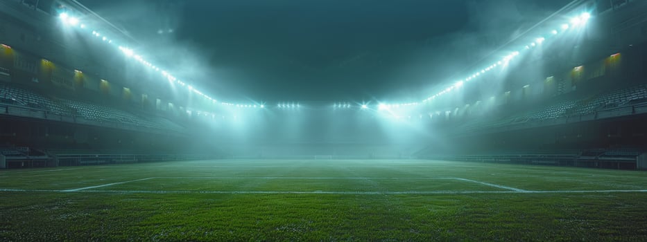 AI generated Soccer Field Illuminated at Night photo