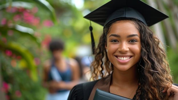 AI generated Woman in Graduation Cap and Gown photo