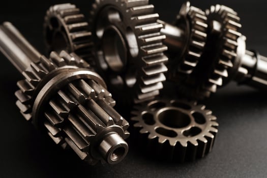 Metal gear wheel engine car and bike, mechanic industry concept. photo