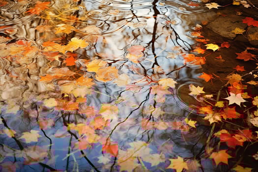 AI generated Reflection of autumn foliage in a pond. Generative AI photo
