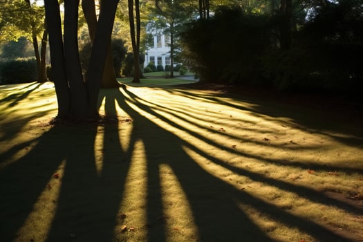 AI generated Sunlight casting long shadows in the late afternoon. Generative AI photo
