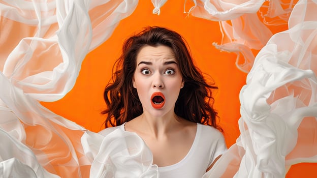 AI generated A woman looking shocked on colored background photo