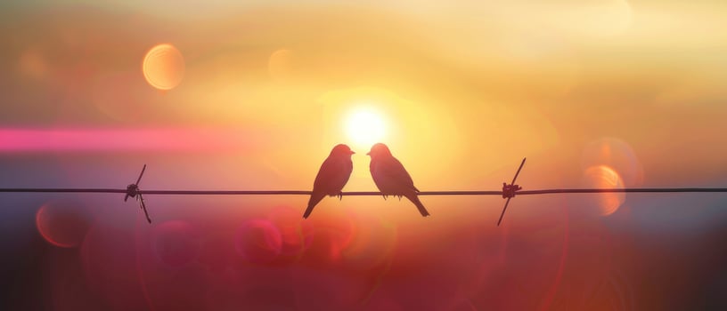 AI generated At Sunset Two Birds Embrace Love and Romance in a Valentine Day Hug photo