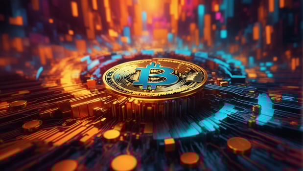 AI generated cryptocurrency Bitcoin digital money golden coin technology business concept Cryptocurrency bitcoin photo