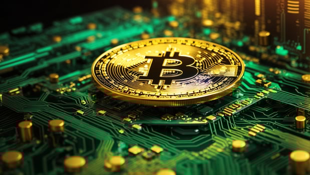 AI generated cryptocurrency Bitcoin digital money golden coin technology business concept Cryptocurrency bitcoin photo