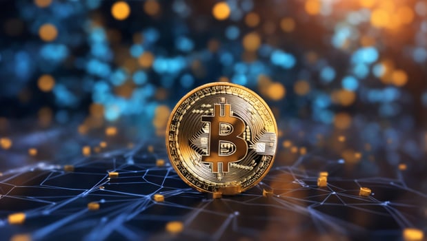 AI generated Bitcoin cryptocurrency digital money golden coin technology and business concept photo