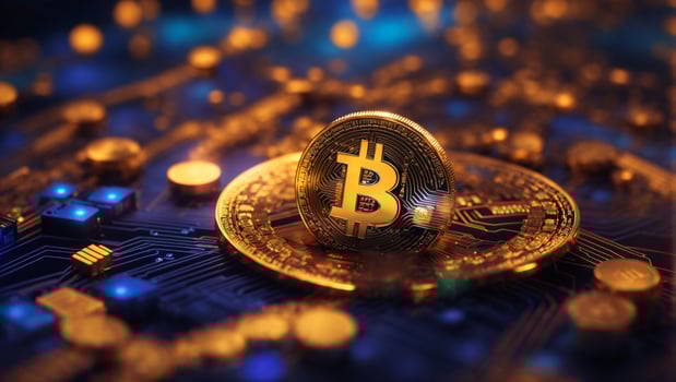 AI generated Bitcoin cryptocurrency digital money golden coin technology and business concept photo