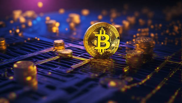 AI generated Bitcoin cryptocurrency digital money golden coin technology and business concept photo