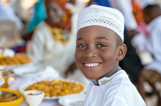 AI generated family having lunch together during Ramadan photo