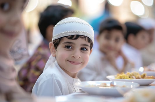 AI generated family having lunch together during Ramadan photo