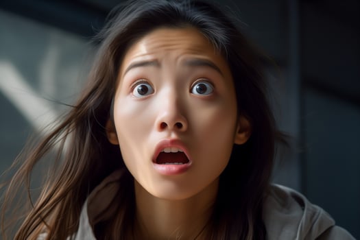AI generated Closeup portrait of shocked young asian woman photo