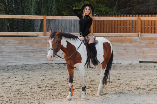 Beautiful glamour woman with a horse photo