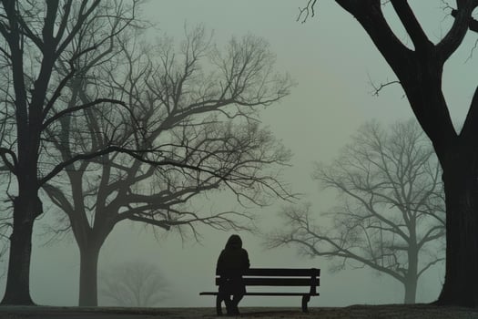 AI Generated Solitude in a Misty Park photo