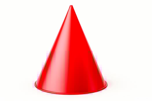 AI generated Red Plastic Cone on White Background photo