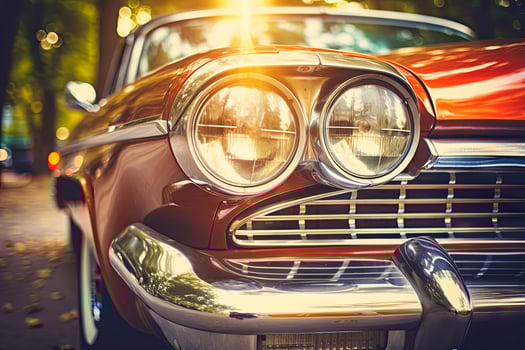 AI generated Headlight lamp vintage car - vintage filter effect photo