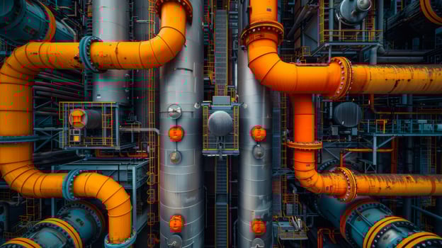 AI generated Industrial zone the equipment of oil refining oil extraction and processing photo