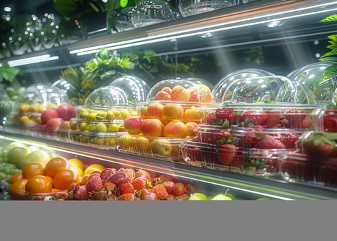 AI generated Fresh fruits in supermarket photo