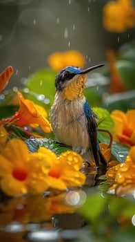 AI generated A Very beautiful hummingbird near the river photo