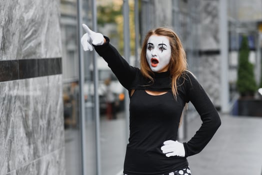The girl with makeup of the mime. improvisation. photo