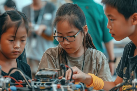 AI generated robotics and stems camp. generative ai photo