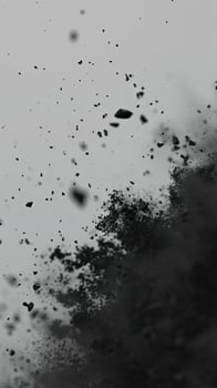 AI generated Abstract black dusty and rocks piles floating in the air photo