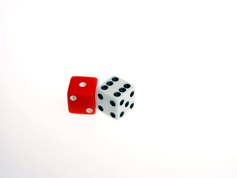 Lucky 7 Red And White Dice Showing Six And One photo
