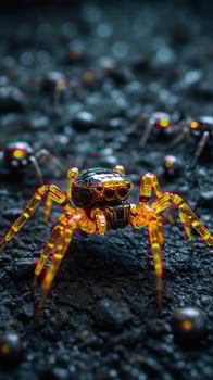 AI generated Mechanical spider close up photo