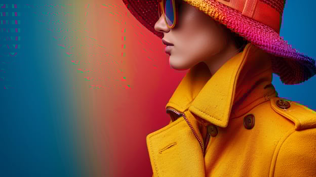 AI generated Mannequin Wearing Yellow Coat and Pink Hat photo