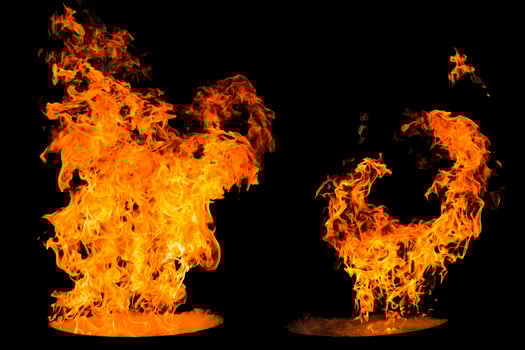 Fire against the black background. photo