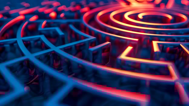 AI Generated Neon glow circular labyrinth concept photo