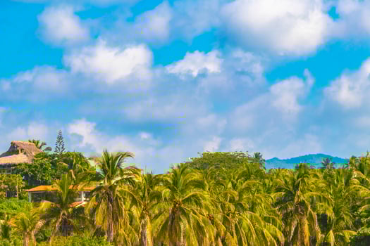 Mountain panorama cliffs rocks hilly tropical landscape beach sky Mexico. photo