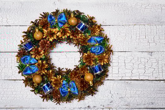 Christmas wreath top view photo