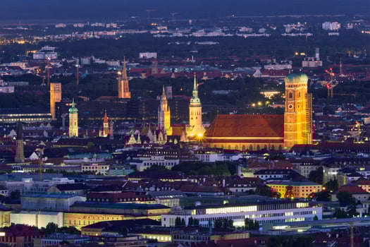 Night aerial view of Munich, Germany photo