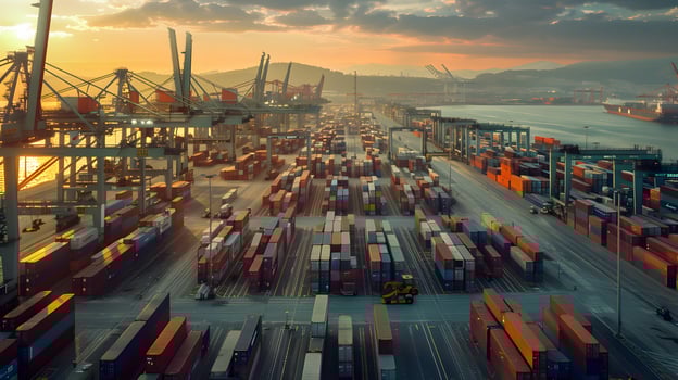 AI generated A ship for transporting cargo containers and also unloading it at the docks of a cargo port. AI Generated photo