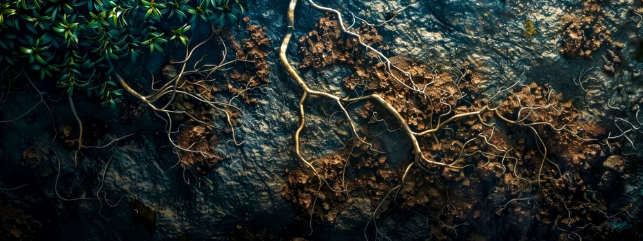 AI Generated Enigmatic aerial roots on textured backdrop photo