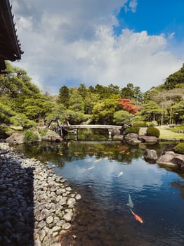 Fishes Under A Japanese Old Bridge photo