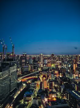 Urban Top View Of Evening in Japan photo
