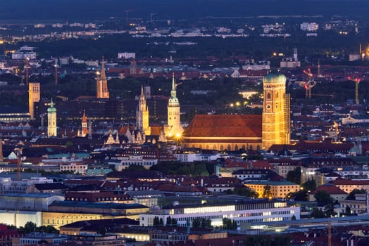 Night aerial view of Munich, Germany photo